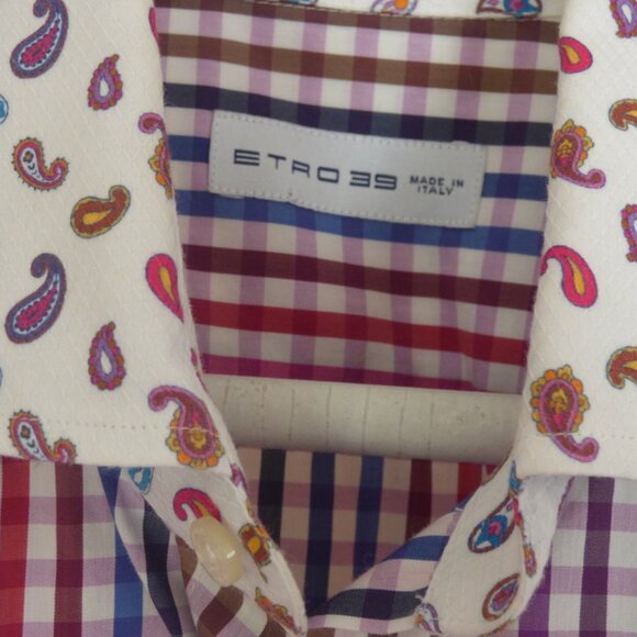 Etro gingham dress shirt with contrasting paisley. Only worn once. - Picture 5 of 7